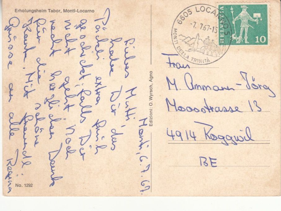 Ansichtskarten: Locarno Monti Tabor 1967 – Gebraucht aus Bürglen TG von StampGraf 1