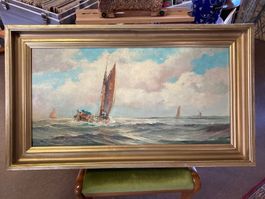 AMBRASATH Franz 1889-1974 Oelgemälde Fischerboot signiert