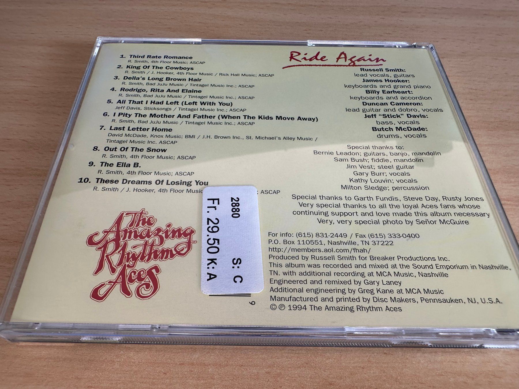 CDs: The Amazing Rhythm Aces – Ride Again – Gebraucht aus Rikon im Tösstal von Alpenmutz 1