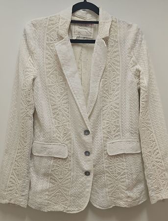 Blazer Creme gemustert Texturiertes Gewebe wie neu