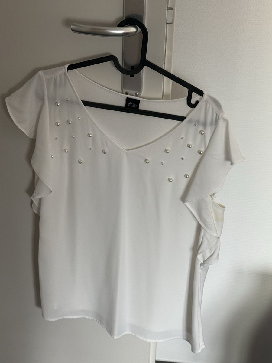 S.Oliver Camicette: S.Oliver Blacklabel cremeweisse Bluse mit Perlen, Grösse 38 – Nuovo (secondo la descrizione) da Männedorf venduto da mel_st6z 3