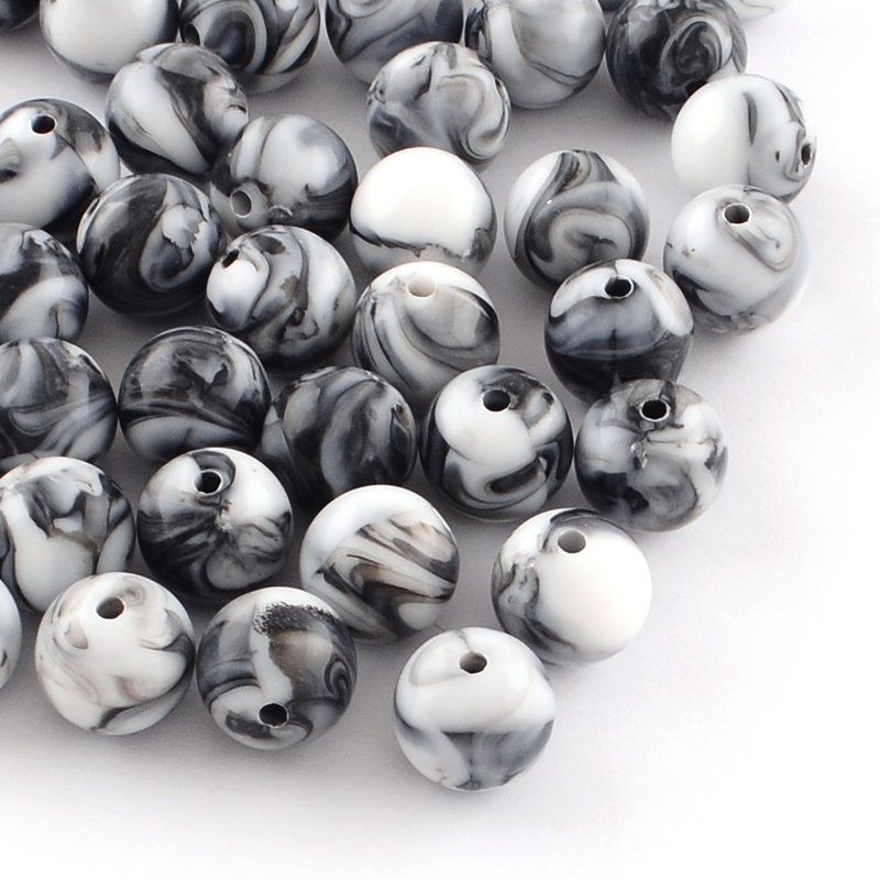 Perle (finte): Acrylperlen Schwarz-Weiss gemustert 8mm / 50Stück – Nuovo (secondo la descrizione) da Rüegsau venduto da Tausendfreund
