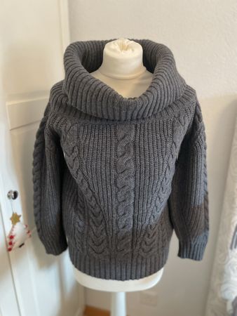 MASSIMO DUTTI grauer Strickpullover mit Rollkragen M