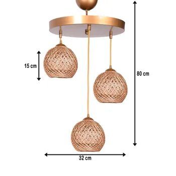 Lampadari & plafoniere: Suspension Gold Jute 3 lumières E27 – Nuovo (secondo la descrizione) da Chézard-St-Martin venduto da kdu_f9lw 1