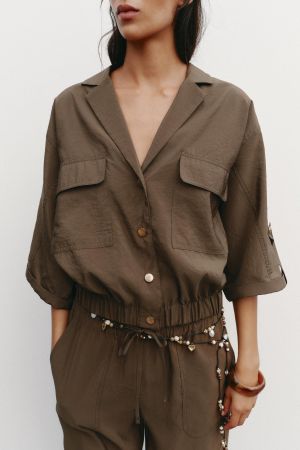 ZARA oversized SAFARI Hemd braun Gr.M wie neu