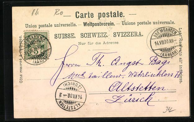 Cartoline postali: AK Bremgarten, Teilansicht, 1900 – Usato da Berlin venduto da bartko-reher 1