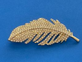 Luxus Elegante  Brosche Feder 🪶 Farbe: Gold