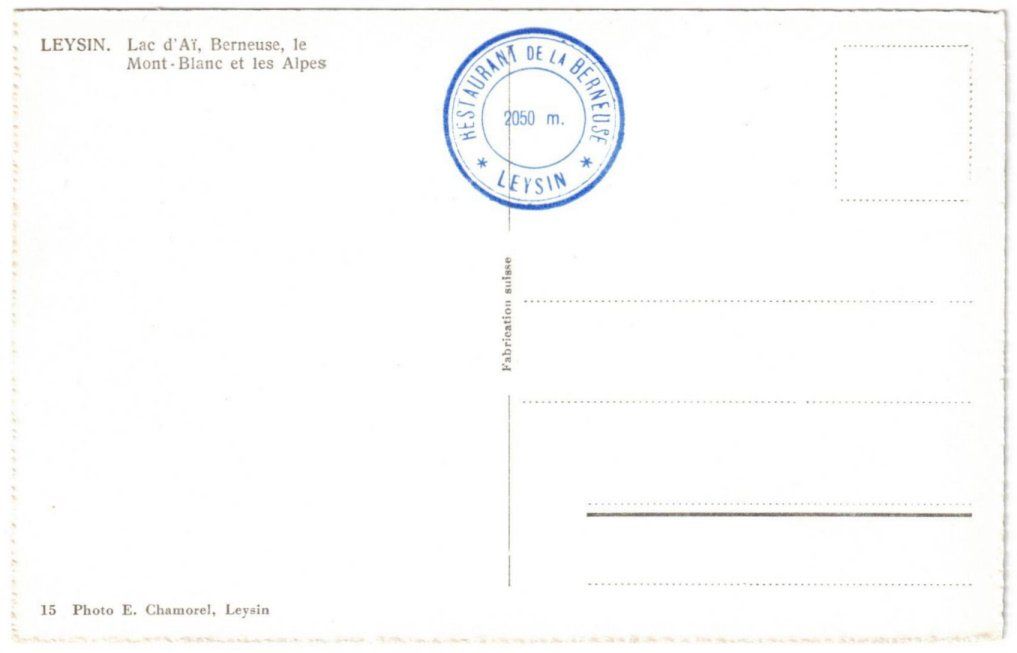 Cartoline postali: Leysin - Berneuse mit Restaurant, Gondelbahn + Mont Blanc – Usato da Binningen venduto da Mountainrider 1