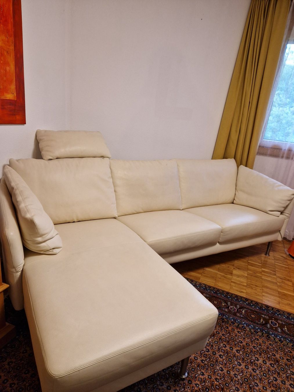 Sofas: Echt Leder Ecksofa in Beige helles Creme, sehr gut erhalten! – D'occasion à Zürich par M-Management