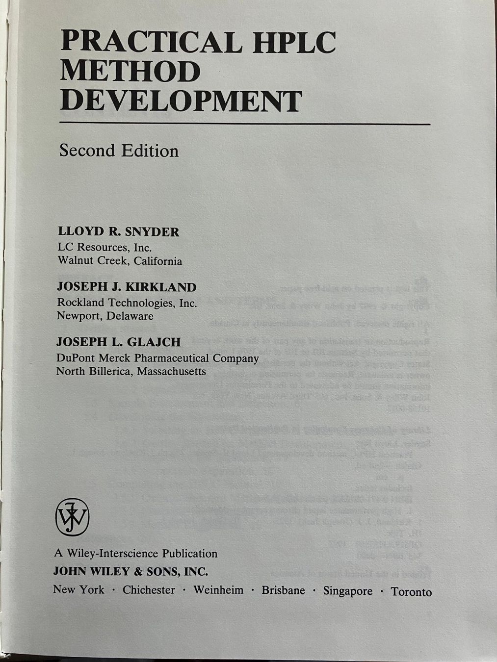 Libri: Practical HPLC Method Development (Snyder & Kirkland) – Usato da Weggis venduto da Serger 2