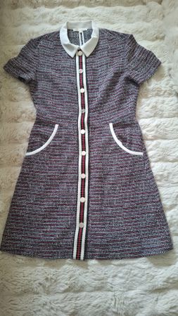 Robe chemise tweed Maje - Tricolore - Col blanc - Taille 2 M
