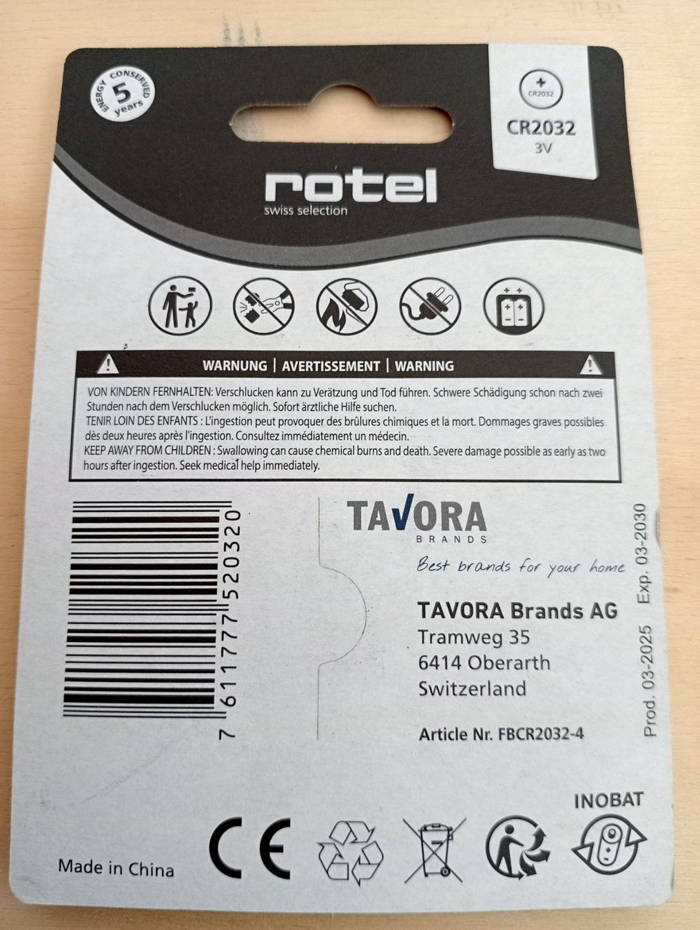 Caricatori & Batterie: Knopfbatterien 2032 4-er Pack – Nuovo e nell'imballaggio originale da Grüningen venduto da Urtica 1