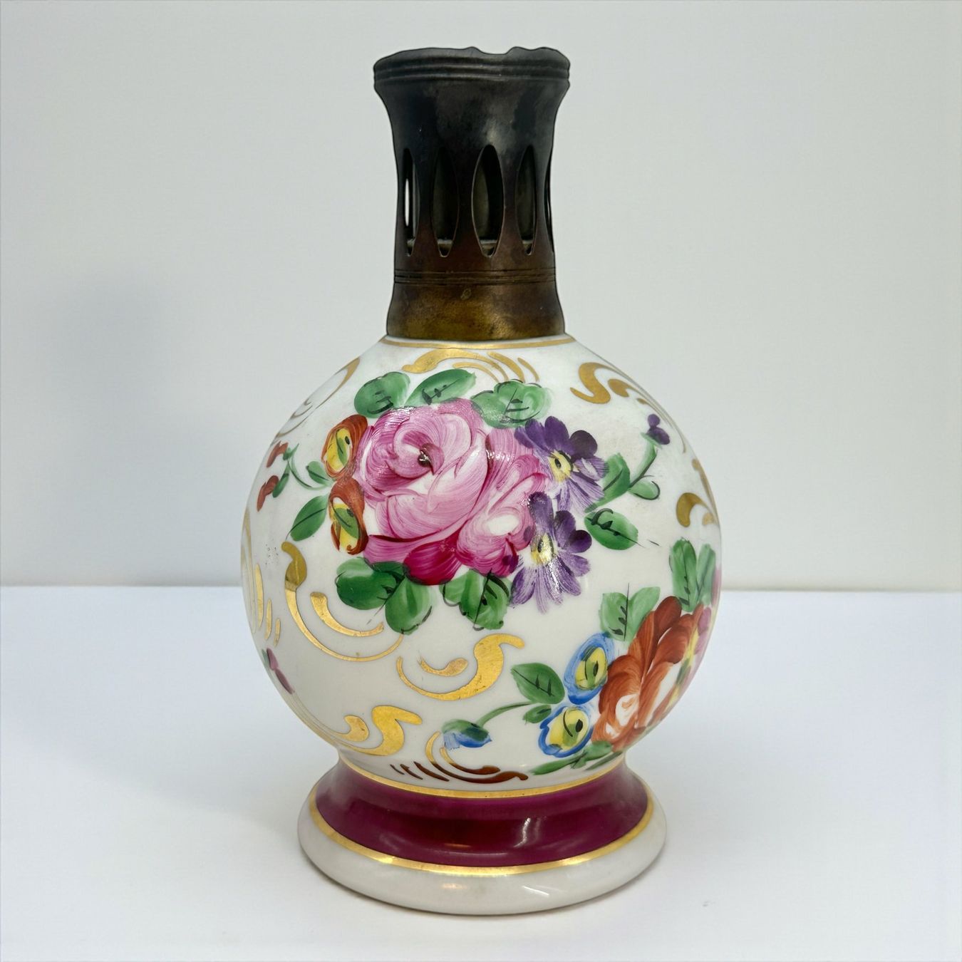 Lampe Berger Porcelaine De Limoges Artora, Décor Floral - Vintage (occasion)