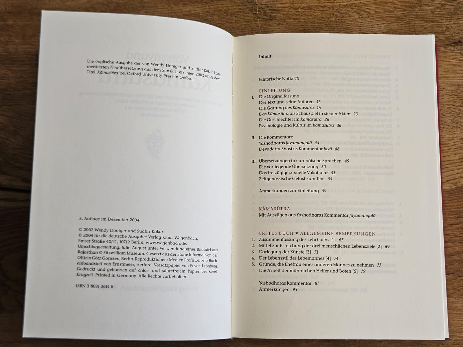 Libri: Kamasutra Buch - Vatsyayana - Wagenbach Verlag - Deutsch – Nuovo e nell'imballaggio originale da Birr venduto da DisDas 1