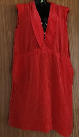 Robe  soie d'été rouge glacé  sans manches, élégante 42/44