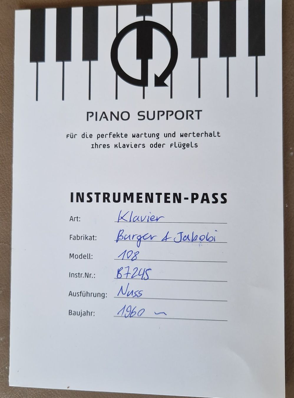 Strumenti musicali: Klavier Burger & Jacoby Modell 108 – Usato da Aristau venduto da Widiweb 6