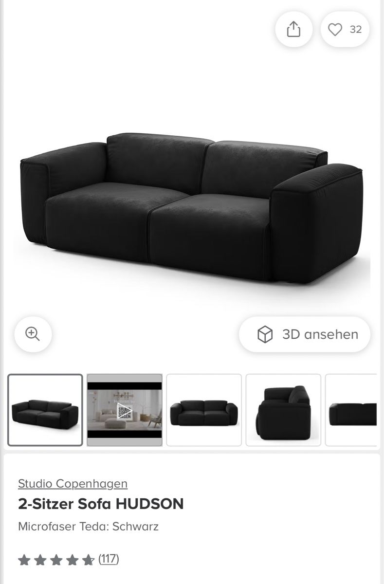 Sofas: 2-Sitzer Sofa Studio Copenhagen Microfaser Schwarz – Gebraucht aus Madetswil von VLZH 6