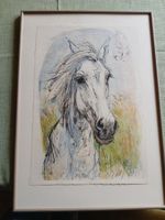 Orginal Lithografie Fritz Hug mit Pferdemotiv