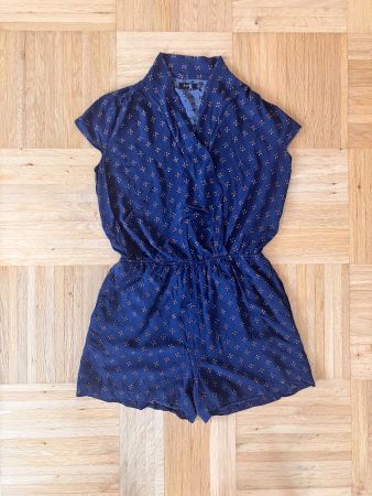 eleganter blauer Sommer Jumpsuit Grösse M/L, RED2 kurzarm