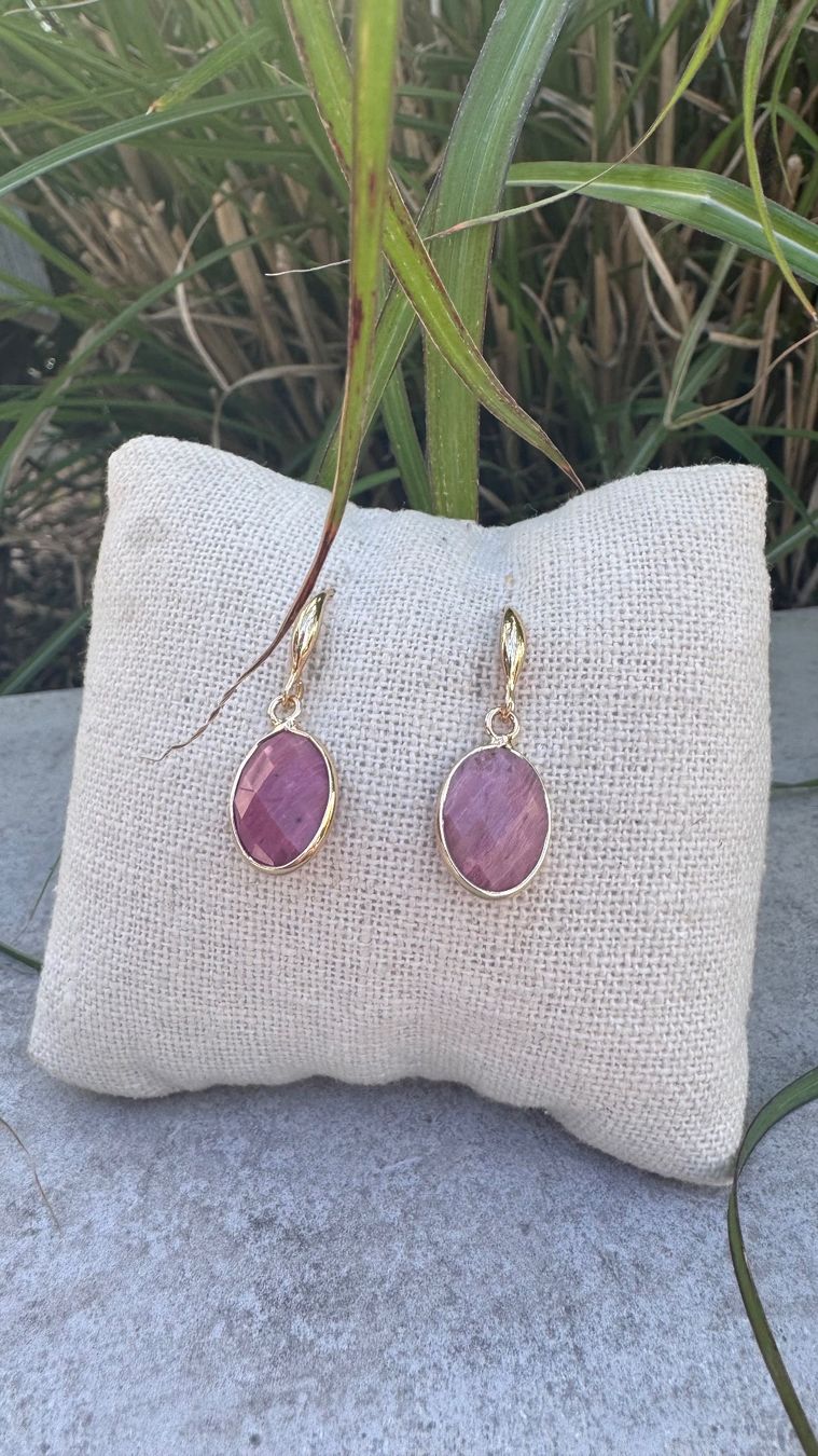 Orecchini pendenti & Orecchini a lobo: Wunderschöne schlichte RHODONIT Ohrhänger vergoldet – Nuovo e nell'imballaggio originale da Rombach venduto da Ivreajewels 1