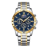 ⌚ Herrenuhr Quarzuhr Elegant Edelstahl Blau/Silber/Gold NEU