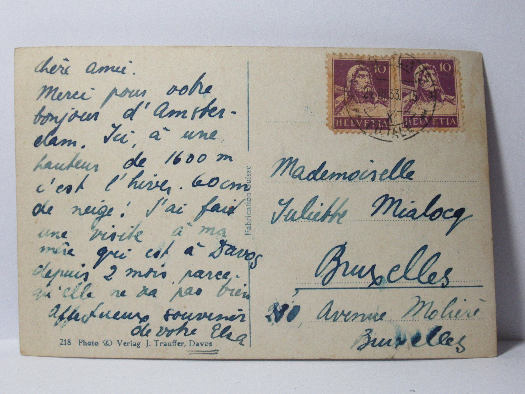 Cartes postales: Davos , Tinzenhorn 1933 – D'occasion à Grenchen par Bluemchen1900 1