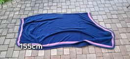 Pferdedecke Fleece blau mit rosa Rand Grösse 155 cm