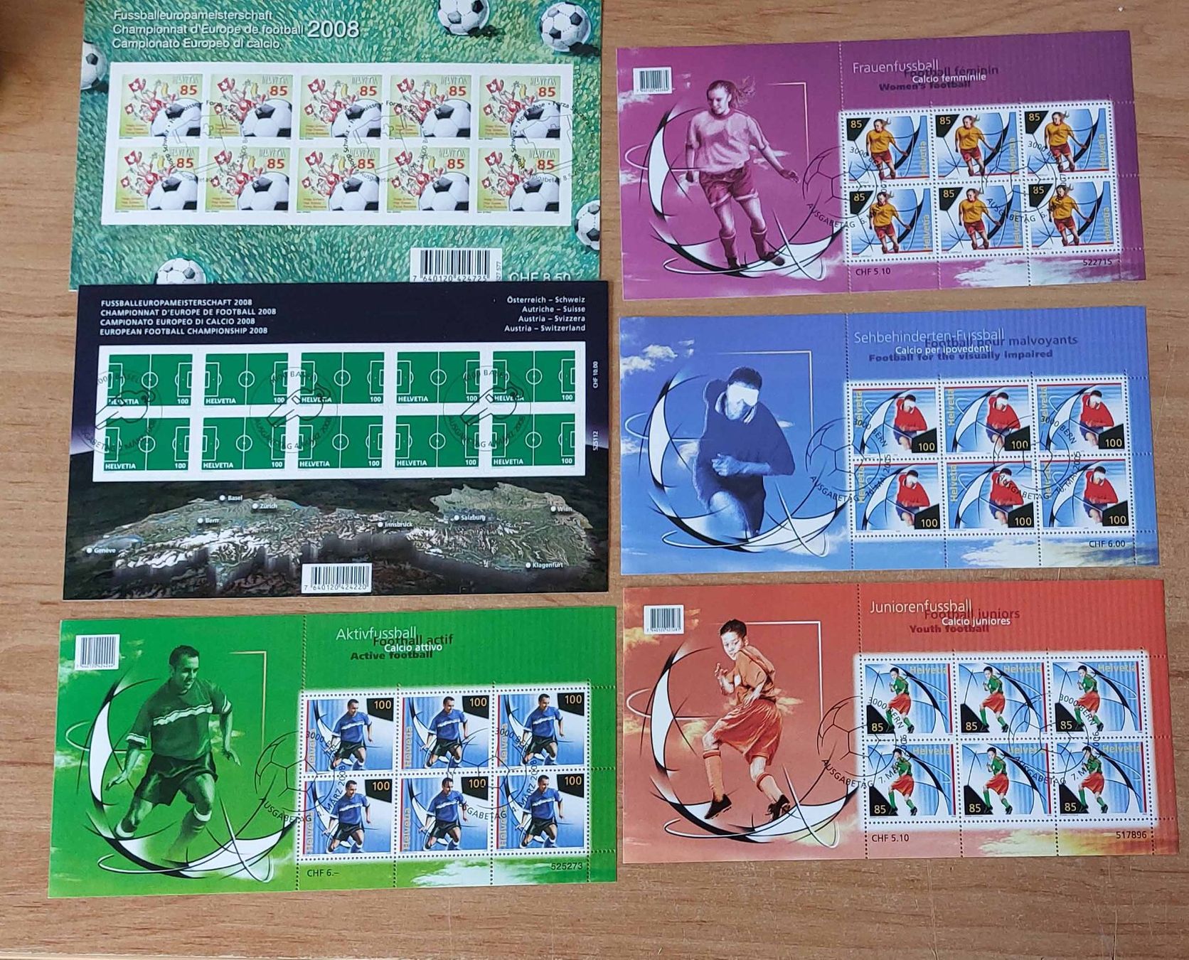 Tutti i francobolli: B1166 - 6 feuillets EURO 2008 1er jour – Usato da Trélex venduto da Phil_Albert