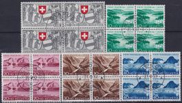 1952, PP: B56-B60 Viererblöcke Ersttags-Ortstempel, Kat: 200