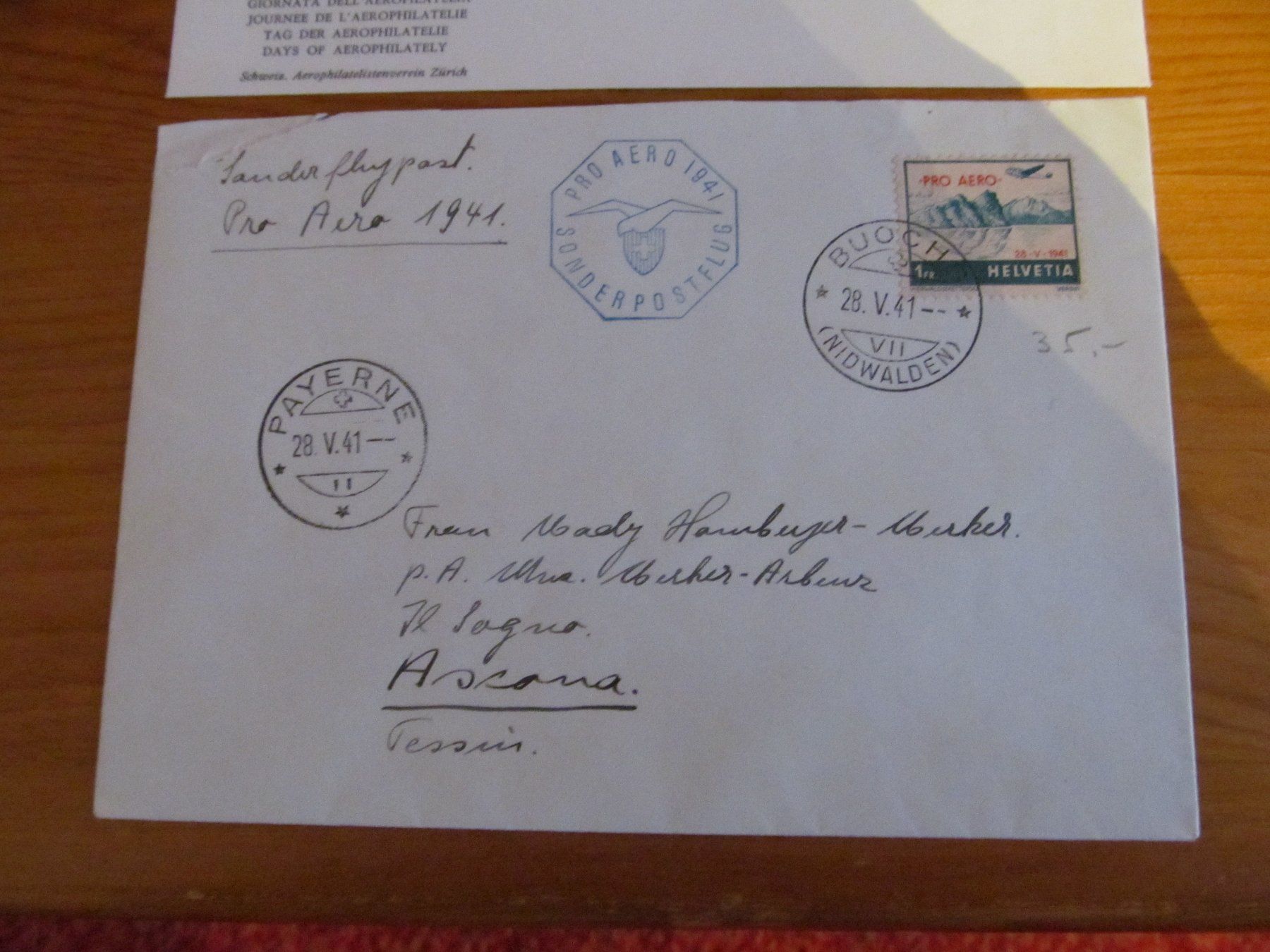 Tous les timbres: 1Lot(2Stck) FLUGPOST ab 1941 n.Ascona – D'occasion à Emmenbrücke par Luzern1947 2