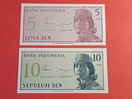 INDONESIEN - 5 + 10 Sen 1964 UNC
