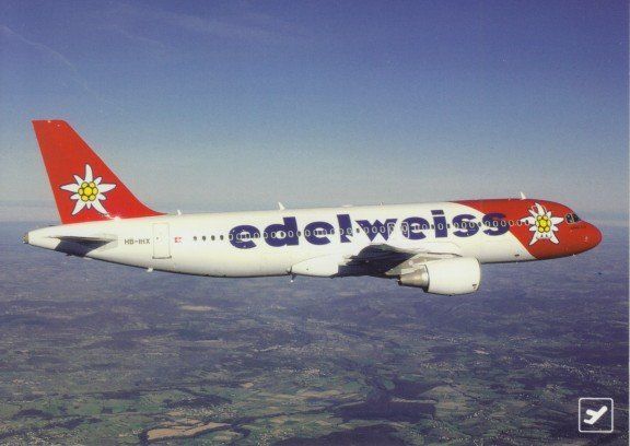 Cartoline postali: Airbus A320, Edelweiss Air – Usato da Zuerich venduto da OceanLinerPostcards