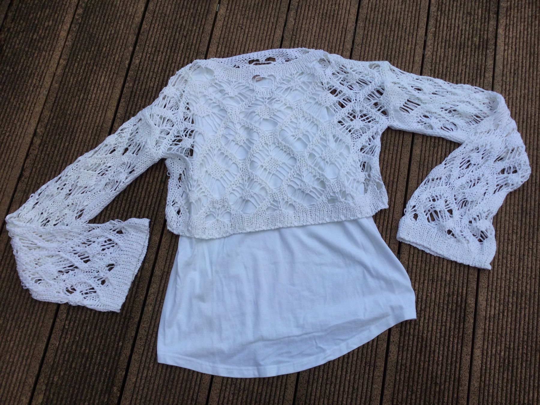 Top: Pull blanc + Top LIGNE MATERNITE, taille 2/M – Usato da Agiez venduto da chouchanelle 5