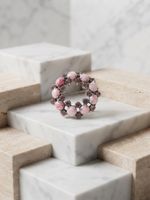 Vintage pink rhinestone and artglass brooch