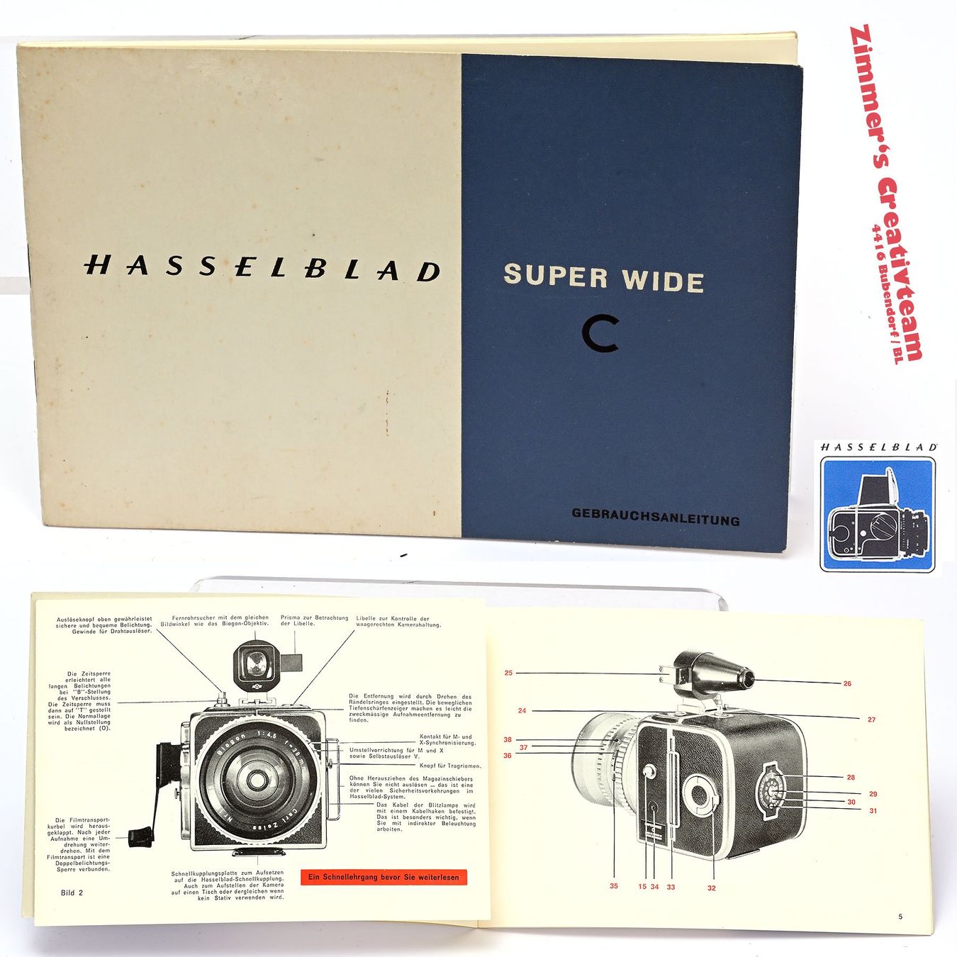 Hasselblad Fotocamera: Hasselblad SWC Betriebsanleitung – Usato da Bubendorf venduto da zimmers_creativteam