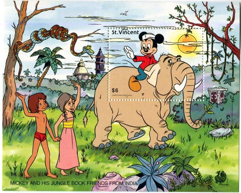 Alle Briefmarken: Block "Walt Disney. Das Dschungelbuch". St. Vincent. – Neu und originalverpackt aus Basel von Butsch5