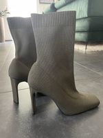 Stiefeletten ZARA Strick Stoff Khaki Grösse 39 