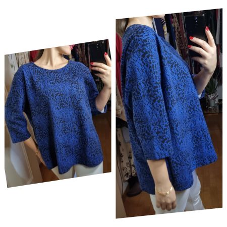 Hochwertiges blaues Leo-Shirt Gr. 48/50  Pulli