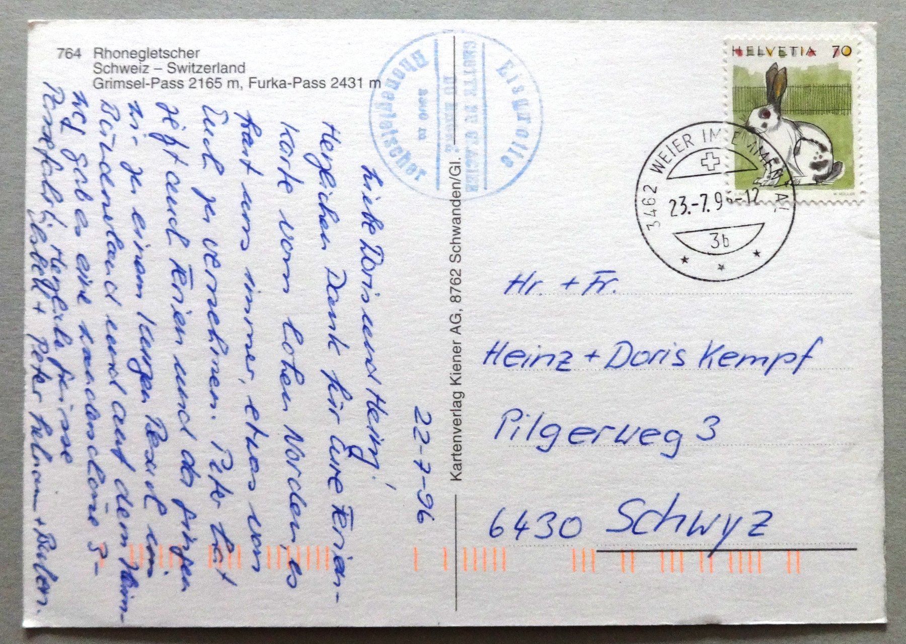 Cartoline postali: Rhonegletscher, Grimsel-Pass, Furka-Pass – Usato da Fétigny venduto da Billy2miny 1