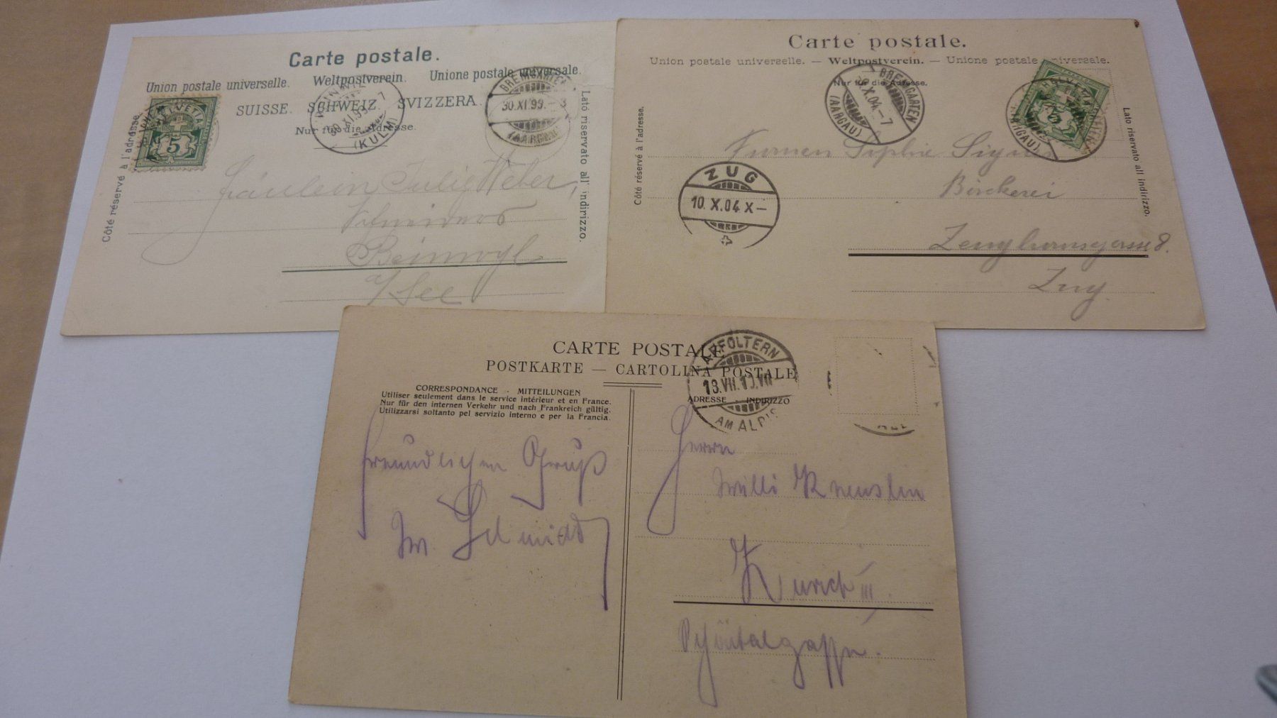 Cartoline postali: 3 ver. uralte Ansichtskarten : Bremgarten  1899-1910 – Usato da Birrwil venduto da Schnaepli 3