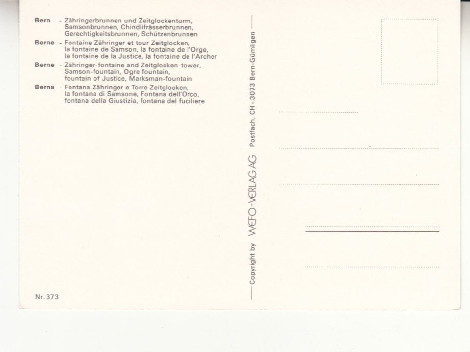Cartoline postali: Bern ca. 1980 – Usato da Bürglen TG venduto da StampGraf 1