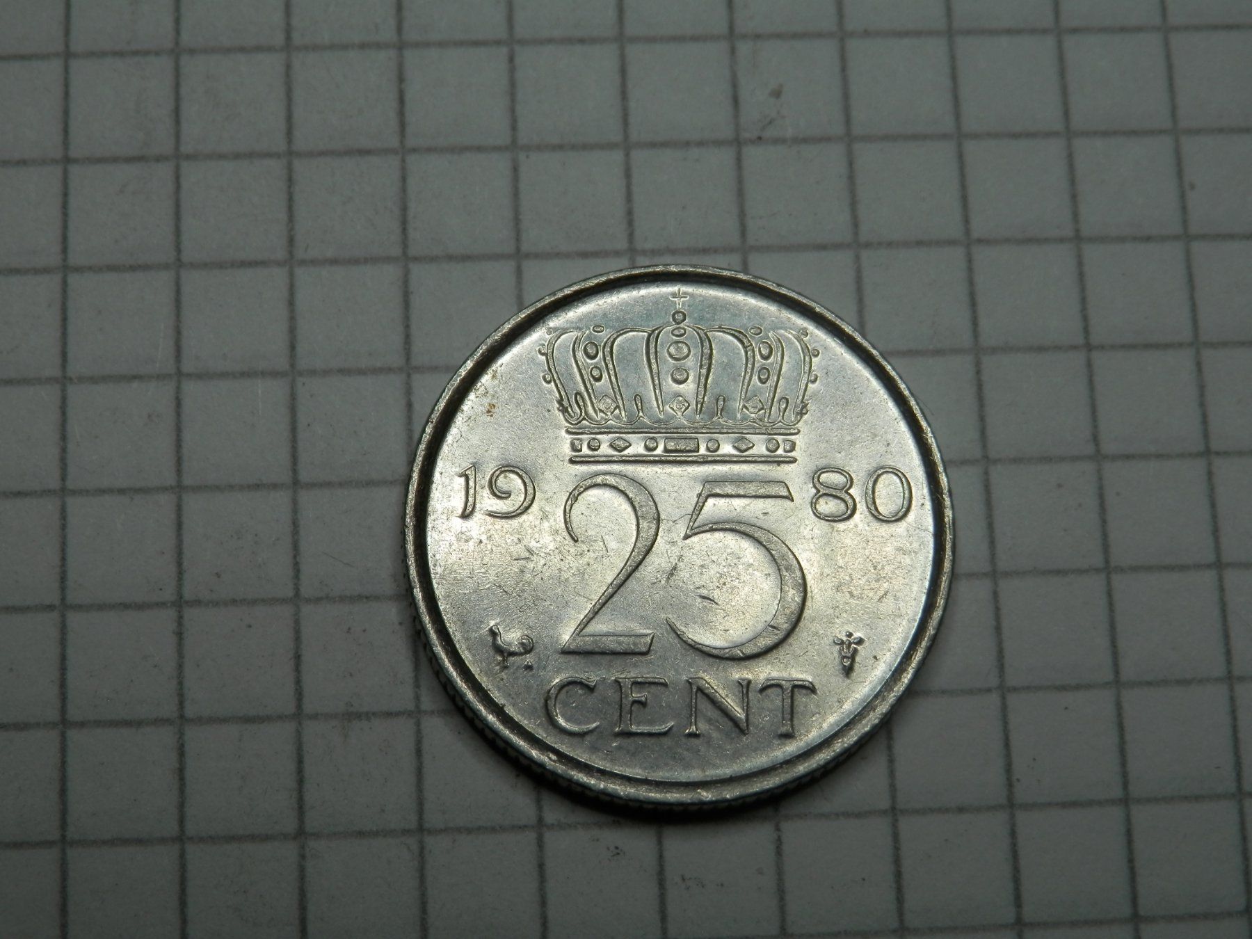 Alle Münzen: Niederlande 25 Cent, 1980 – Gebraucht aus Weiach von weiach81