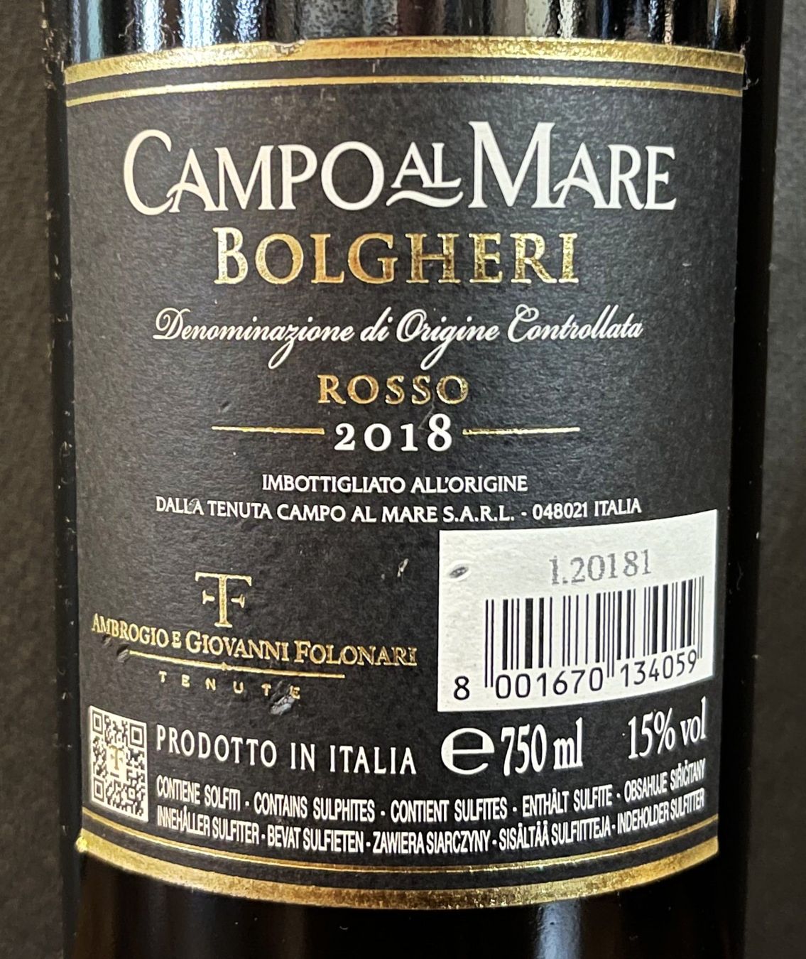 Vino: Campo Al Mare Bolgheri Rosso 2018 – Nuovo e nell'imballaggio originale da Oftringen venduto da Vucki 2