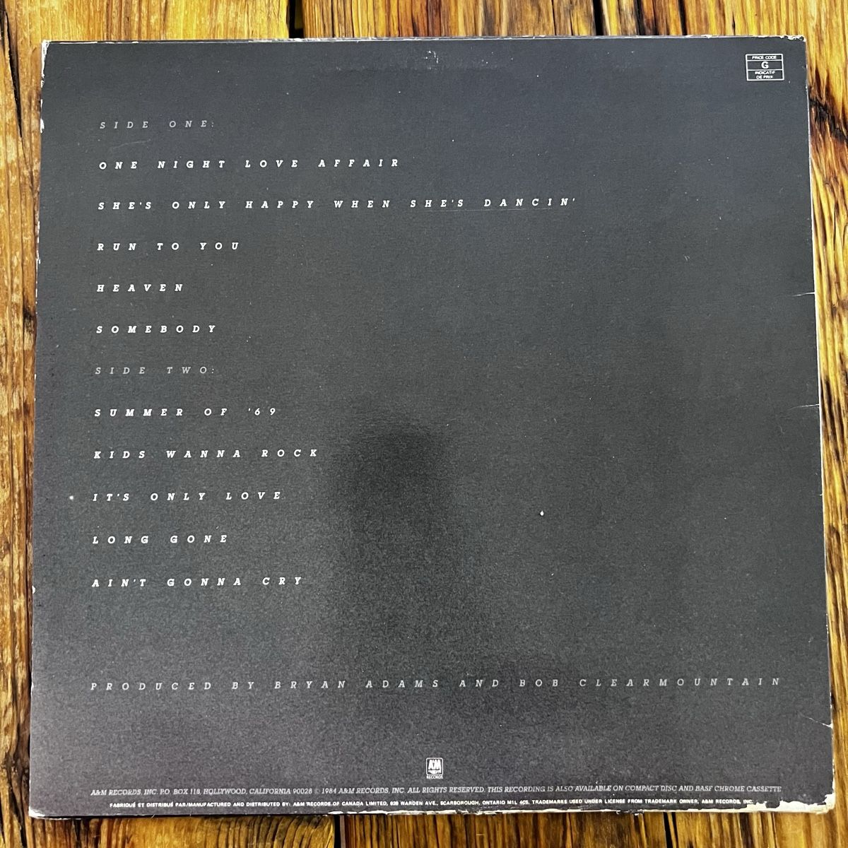 Schallplatten:  Bryan Adams Reckless - Vinyl – Gebraucht aus Umiken von mar_p7n9 1