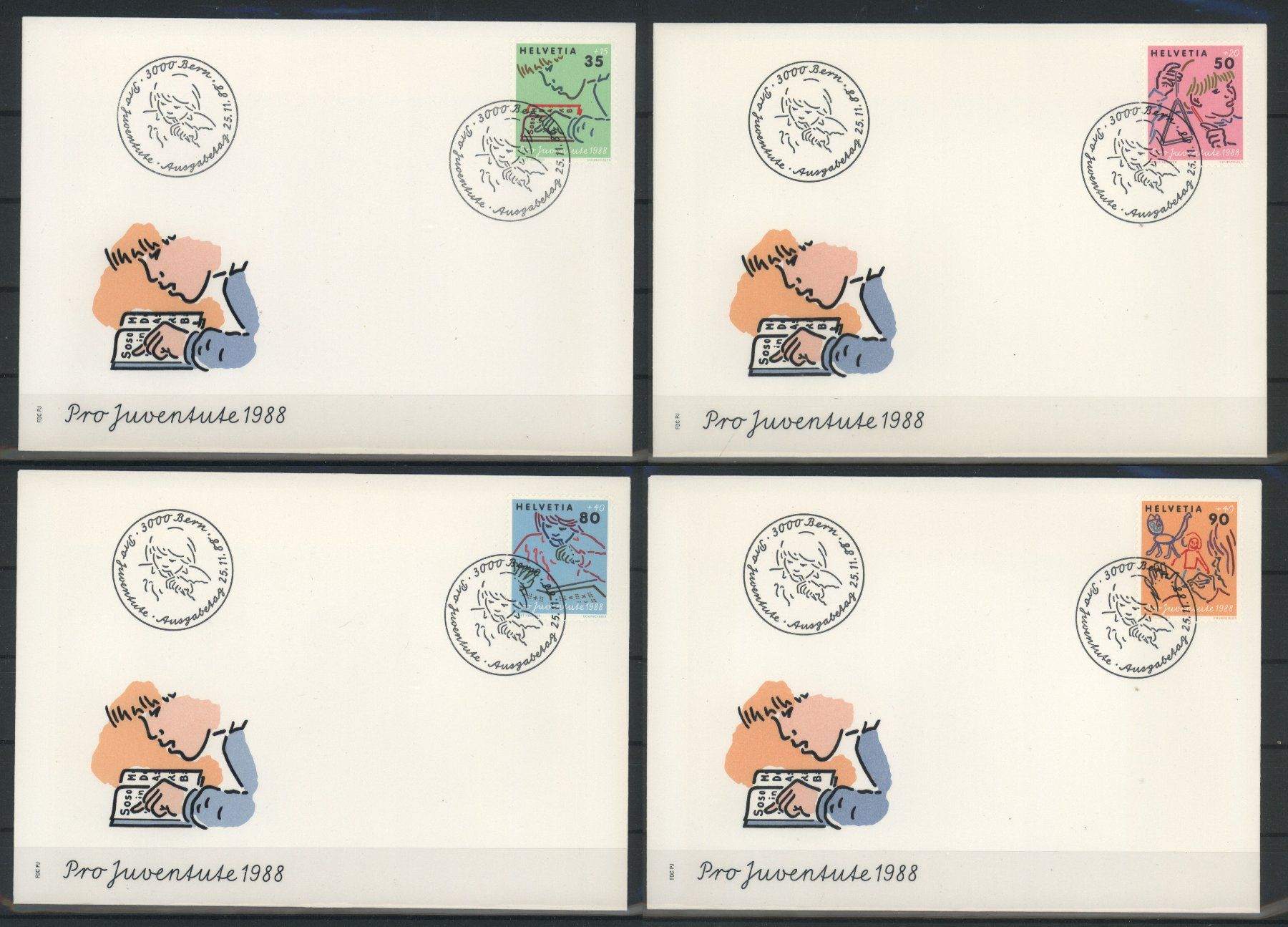 Tutti i francobolli: 1988, FDC, Pro Juventute, Einzelserie – Usato da Willisau venduto da Vollstempel