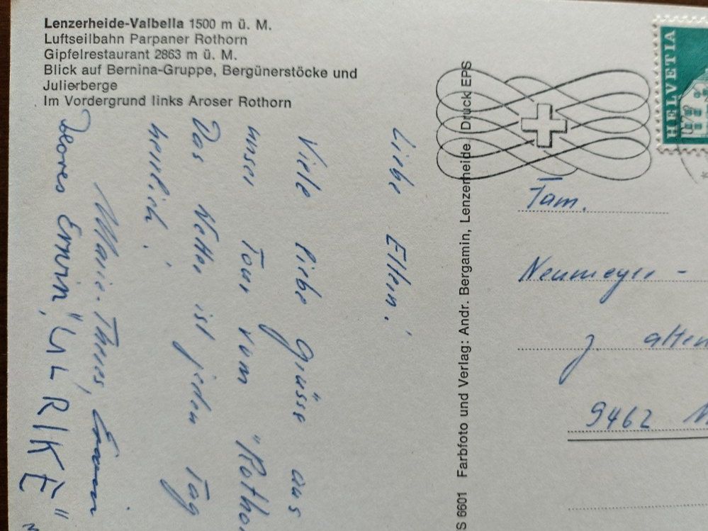 Cartoline postali: Ansichtskarte Lenzerheide-Valbella 1500m.ü.M, gel. 1969 – Usato da Wildhaus venduto da Hukwildhaus 3