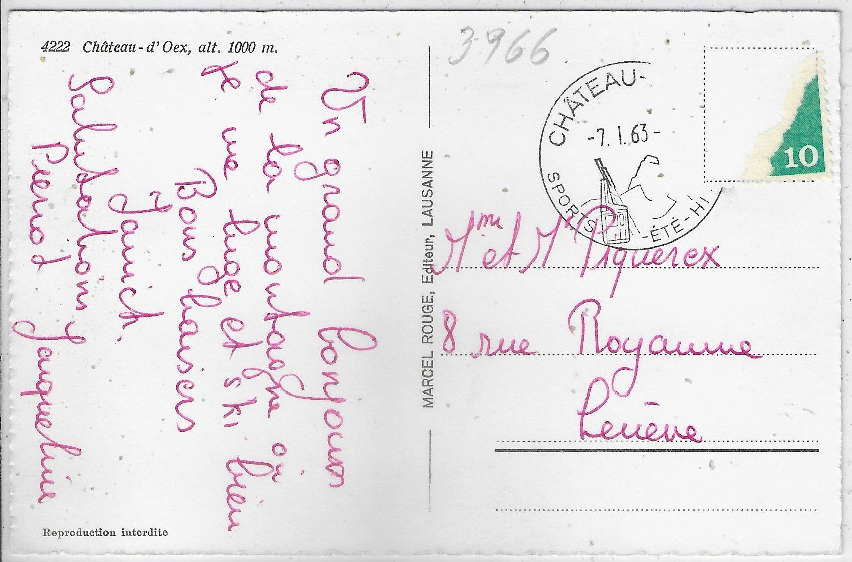 Cartoline postali: Chateau-d'Oex im Winter en hiver – Usato da Ettingen venduto da Kartenplanet 1