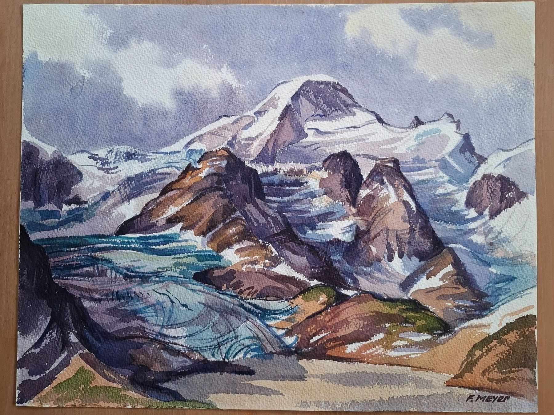 Dipinti: Aquarell Ferdinand Meyer-Streiff Susten Gwächterhorn BE 1959 – Usato da Rheinfelden venduto da Badelus 7