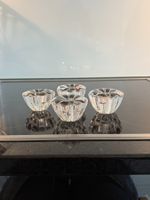 4 Kerzenhalter Glas farblos massiv Orrefors Schweden 40er