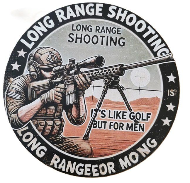 Schilder: LONG RANGE SHOOTING - Blechschild  (neu/OVP) – Neu und originalverpackt aus Wilen b. Wollerau von morethanmusic